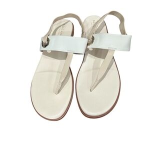 Cole Haan Grand Series Tan Cream T-strap Anera Leather Sandals Size 9.5 B